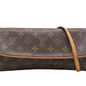 LOUIS VUITTON Monogram Pochette Twin GM M51852 Shoulder Bag in Brown Coated C...